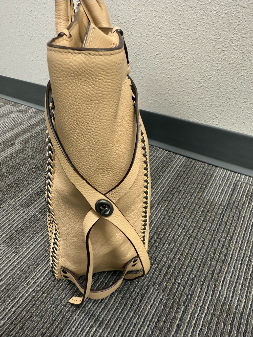 Coach Tatum Whiplash Neutral Beige Studded Leather tote - Picture 9 of 16